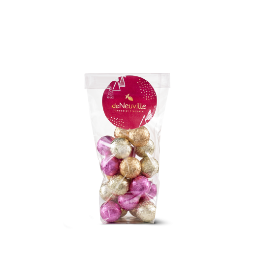 Petit sachet de boules pliées en chocolat