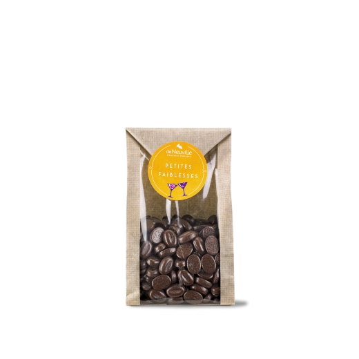 Petit sachet de grains de café en chocolat