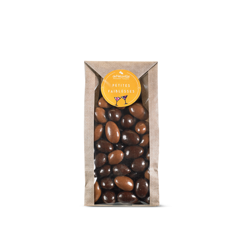 Grand sachet d'amandes entières enrobées de chocolat au lait et noir