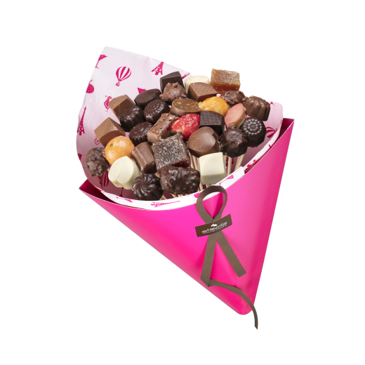 Mini bouquet gourmand : fleurs en dragées et bonbons de chocolat