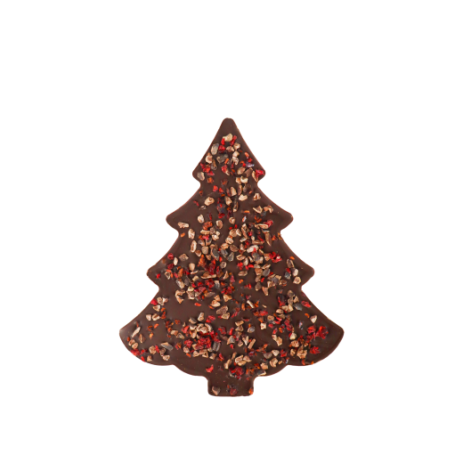 Mendiant sapin au chocolat noir et framboise