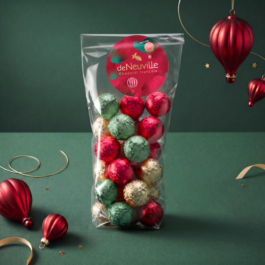 Sachet de boules pliées de Noël au chocolat