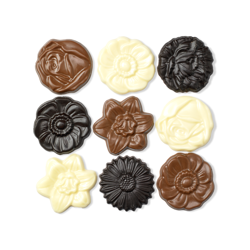 Assortiment de fleurs au 3 chocolats - craquez et croquez